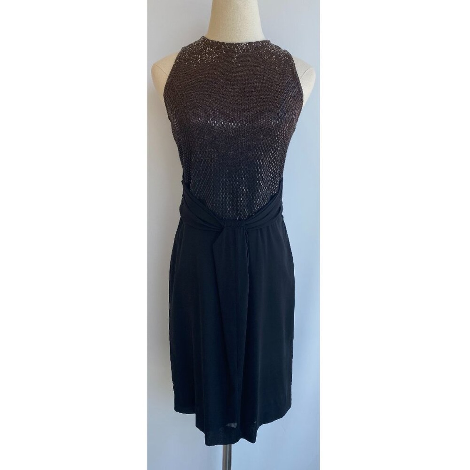 St John Dress Faux Wrap Brown To Black Sz 2